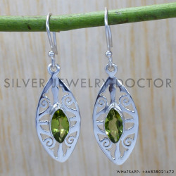 Peridot 925 Sterling Silver Earrings (SJWE-190)