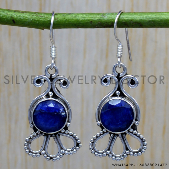 Sapphire 925 Sterling Silver Earrings (SJWE-193) Sapphire 925 Sterling Silver Earrings (SJWE-193)