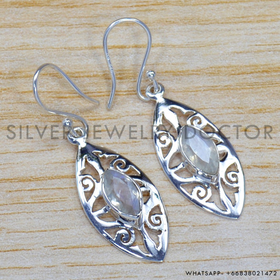 Rainbow Moonstone 925 Sterling Silver Earrings (SJWE-195) Rainbow Moonstone 925 Sterling Silver Earrings (SJWE-195)