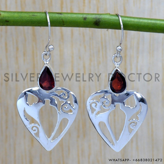 Garnet 925 Sterling Silver Earrings (SJWE-196) Garnet 925 Sterling Silver Earrings (SJWE-196)