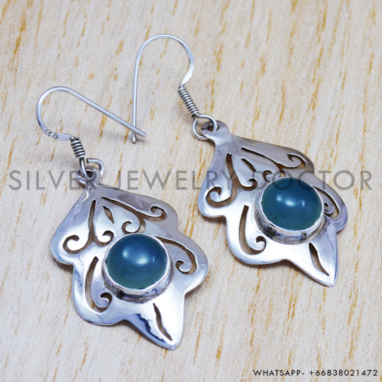 Chalcedony 925 Sterling Silver Earrings (SJWE-2)