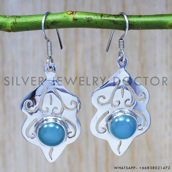 Chalcedony 925 Sterling Silver Earrings (SJWE-2)