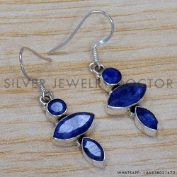 Sapphire 925 Sterling Silver Earrings (SJWE-200) Sapphire 925 Sterling Silver Earrings (SJWE-200)