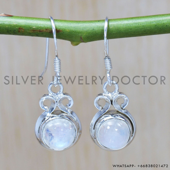 Rainbow Moonstone 925 Sterling Silver Earrings (SJWE-203) Rainbow Moonstone 925 Sterling Silver Earrings (SJWE-203)