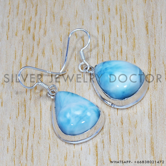 Larimar 925 Sterling Silver Earrings (SJWE-204) Larimar 925 Sterling Silver Earrings (SJWE-204)