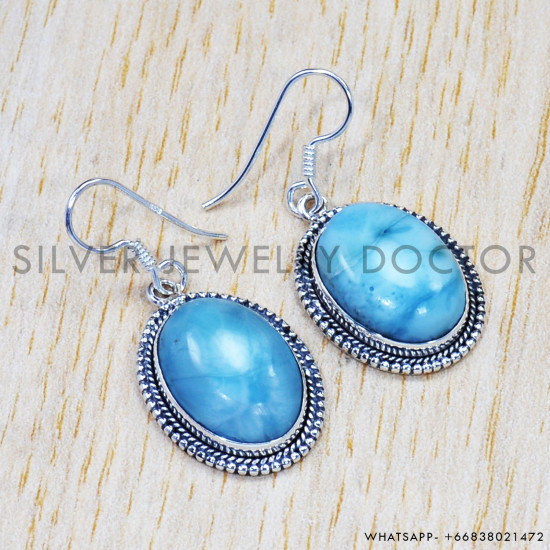 Larimar 925 Sterling Silver Earrings (SJWE-209) Larimar 925 Sterling Silver Earrings (SJWE-209)