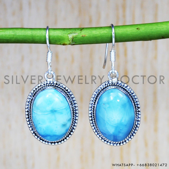 Larimar 925 Sterling Silver Earrings (SJWE-209) Larimar 925 Sterling Silver Earrings (SJWE-209)