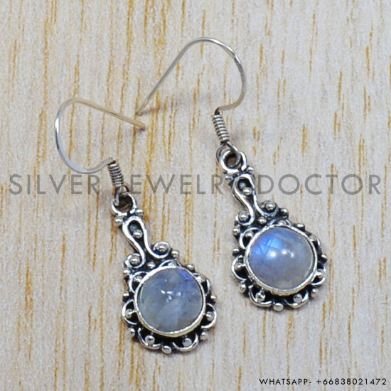 Rainbow Moonstone 925 Sterling Silver Earrings (SJWE-21) Rainbow Moonstone 925 Sterling Silver Earrings (SJWE-21)