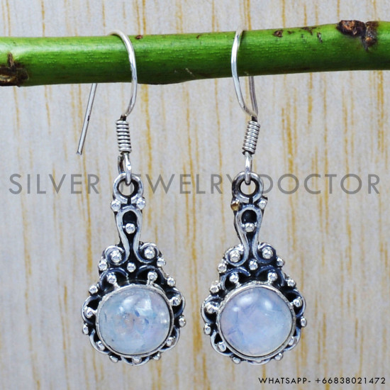 Rainbow Moonstone 925 Sterling Silver Earrings (SJWE-21) Rainbow Moonstone 925 Sterling Silver Earrings (SJWE-21)