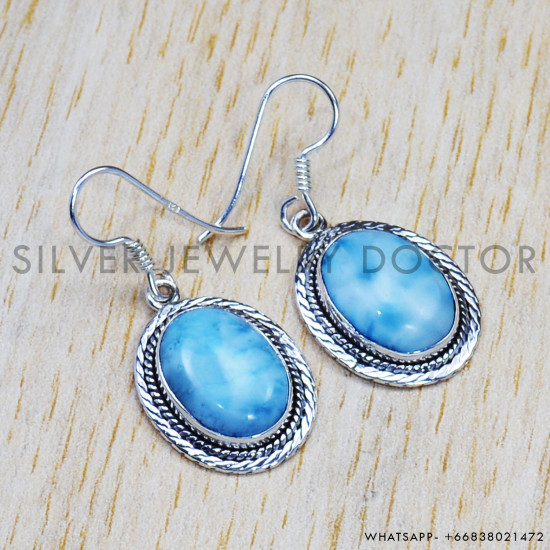 Larimar 925 Sterling Silver Earrings (SJWE-211) Larimar 925 Sterling Silver Earrings (SJWE-211)
