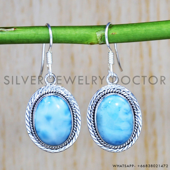 Larimar 925 Sterling Silver Earrings (SJWE-211) Larimar 925 Sterling Silver Earrings (SJWE-211)