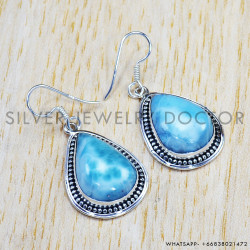 Larimar 925 Sterling Silver Earrings (SJWE-212)