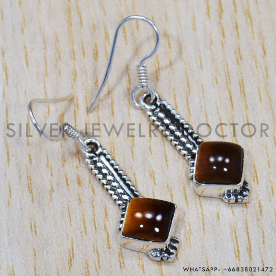 Tiger Eye 925 Sterling Silver Earrings (SJWE-215) Tiger Eye 925 Sterling Silver Earrings (SJWE-215)