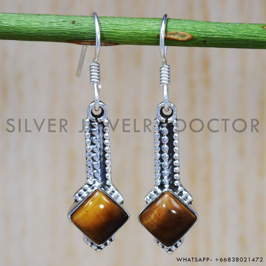 Tiger Eye 925 Sterling Silver Earrings (SJWE-215) Tiger Eye 925 Sterling Silver Earrings (SJWE-215)