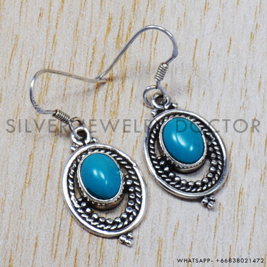 Turquoise 925 Sterling Silver Earrings (SJWE-22) Turquoise 925 Sterling Silver Earrings (SJWE-22)