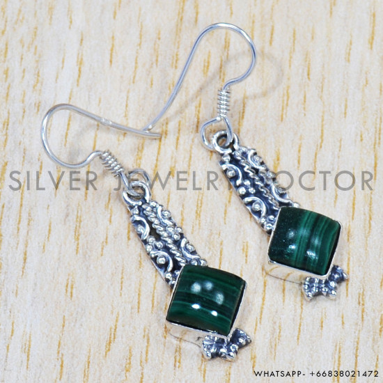 Malachite 925 Sterling Silver Earrings (SJWE-221) Malachite 925 Sterling Silver Earrings (SJWE-221)