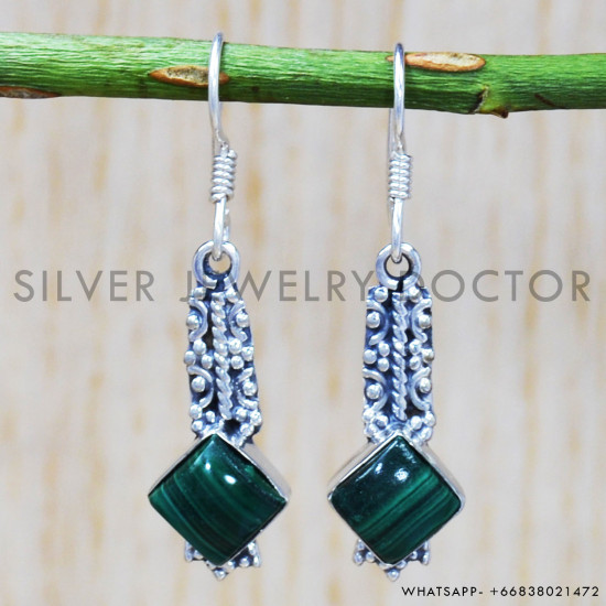 Malachite 925 Sterling Silver Earrings (SJWE-221) Malachite 925 Sterling Silver Earrings (SJWE-221)