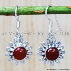 Carnelian 925 Sterling Silver Earrings (SJWE-225)