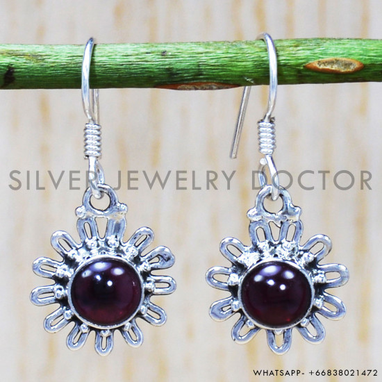 Garnet 925 Sterling Silver Earrings (SJWE-227) Garnet 925 Sterling Silver Earrings (SJWE-227)