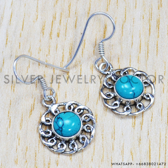 Turquoise 925 Sterling Silver Earrings (SJWE-229) Turquoise 925 Sterling Silver Earrings (SJWE-229)