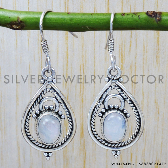 Rainbow Moonstone 925 Sterling Silver Earrings (SJWE-23) Rainbow Moonstone 925 Sterling Silver Earrings (SJWE-23)