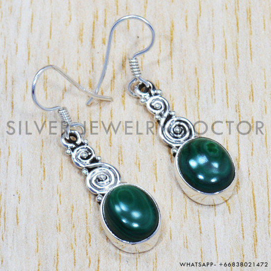 Malachite 925 Sterling Silver Earrings (SJWE-232) Malachite 925 Sterling Silver Earrings (SJWE-232)