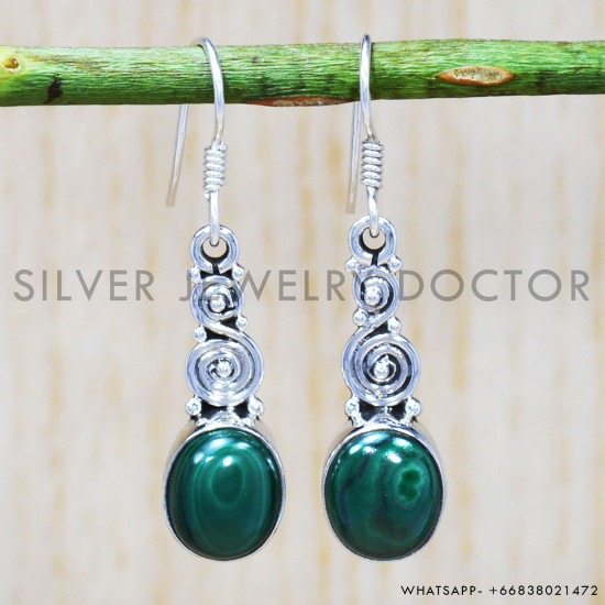Malachite 925 Sterling Silver Earrings (SJWE-232) Malachite 925 Sterling Silver Earrings (SJWE-232)