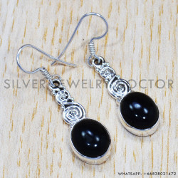 Black Onyx 925 Sterling Silver Earrings (SJWE-233)