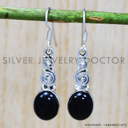 Black Onyx 925 Sterling Silver Earrings (SJWE-233)