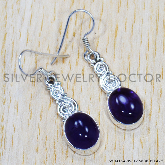 Amethyst 925 Sterling Silver Earrings (SJWE-235) Amethyst 925 Sterling Silver Earrings (SJWE-235)