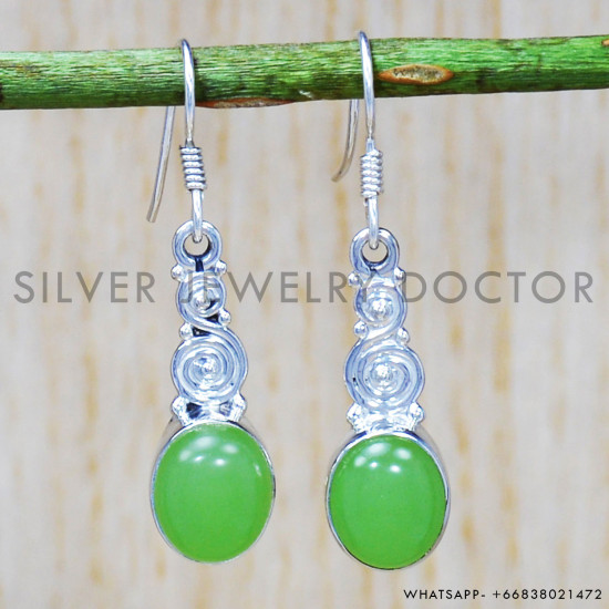 Prehnite 925 Sterling Silver Earrings (SJWE-237) Prehnite 925 Sterling Silver Earrings (SJWE-237)