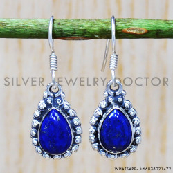 Lapis Lazuli 925 Sterling Silver Earrings (SJWE-238)