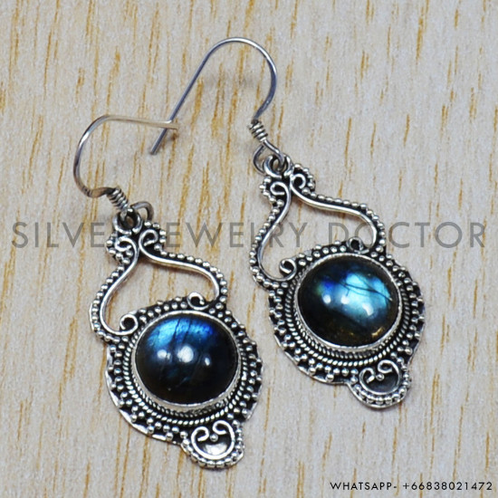 Labradorite 925 Sterling Silver Earrings (SJWE-24) Labradorite 925 Sterling Silver Earrings (SJWE-24)