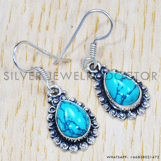 Turquoise 925 Sterling Silver Earrings (SJWE-241) Turquoise 925 Sterling Silver Earrings (SJWE-241)