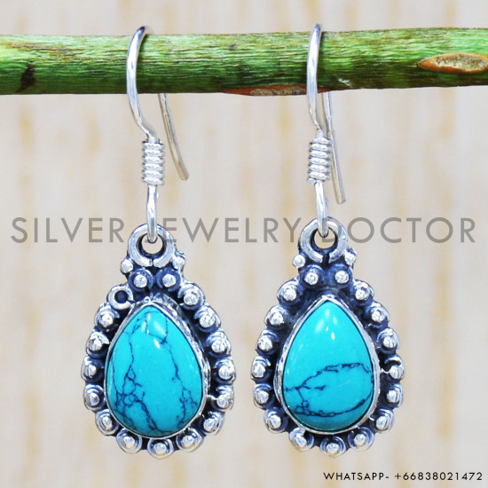 Turquoise 925 Sterling Silver Earrings (SJWE-241) Turquoise 925 Sterling Silver Earrings (SJWE-241)