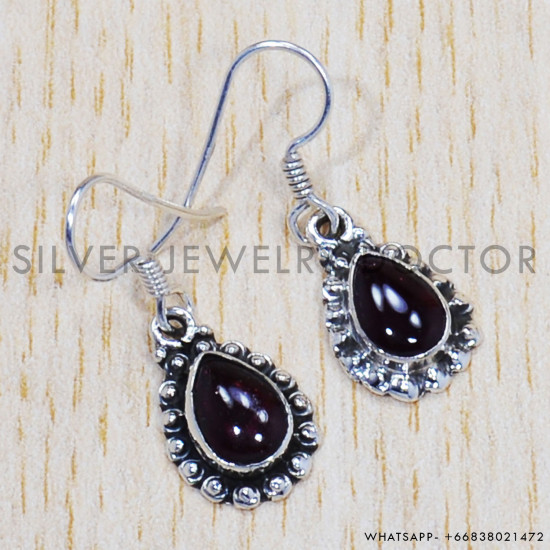 Garnet 925 Sterling Silver Earrings (SJWE-245) Garnet 925 Sterling Silver Earrings (SJWE-245)