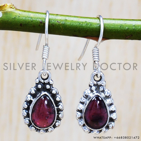 Garnet 925 Sterling Silver Earrings (SJWE-245) Garnet 925 Sterling Silver Earrings (SJWE-245)