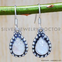 Rainbow Moonstone 925 Sterling Silver Earrings (SJWE-246)