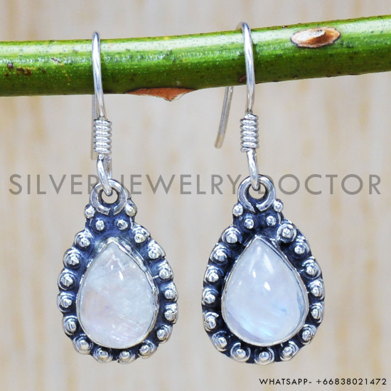 Rainbow Moonstone 925 Sterling Silver Earrings (SJWE-246) Rainbow Moonstone 925 Sterling Silver Earrings (SJWE-246)