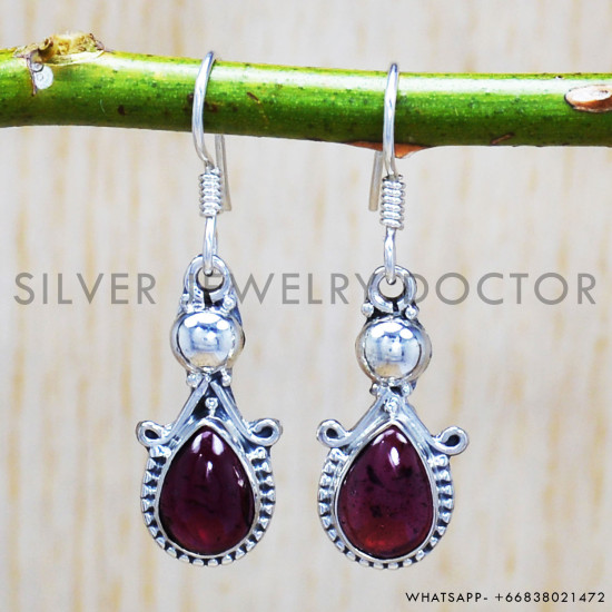 Garnet 925 Sterling Silver Earrings (SJWE-248) Garnet 925 Sterling Silver Earrings (SJWE-248)