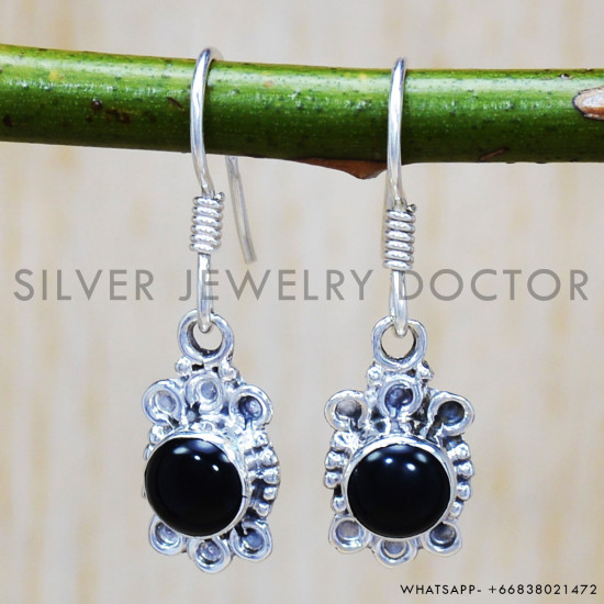 Black Onyx 925 Sterling Silver Earrings (SJWE-251) Black Onyx 925 Sterling Silver Earrings (SJWE-251)