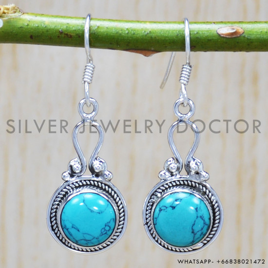 Turquoise 925 Sterling Silver Earrings (SJWE-255) Turquoise 925 Sterling Silver Earrings (SJWE-255)
