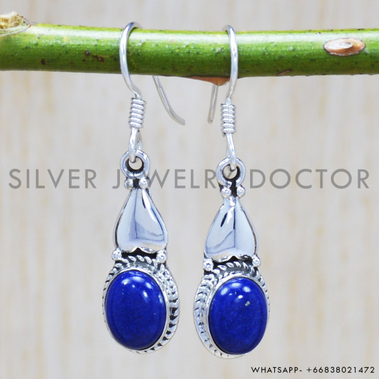 Lapis Lazuli 925 Sterling Silver Earrings (SJWE-257) Lapis Lazuli 925 Sterling Silver Earrings (SJWE-257)
