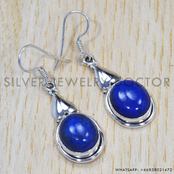 Lapis Lazuli 925 Sterling Silver Earrings (SJWE-260)