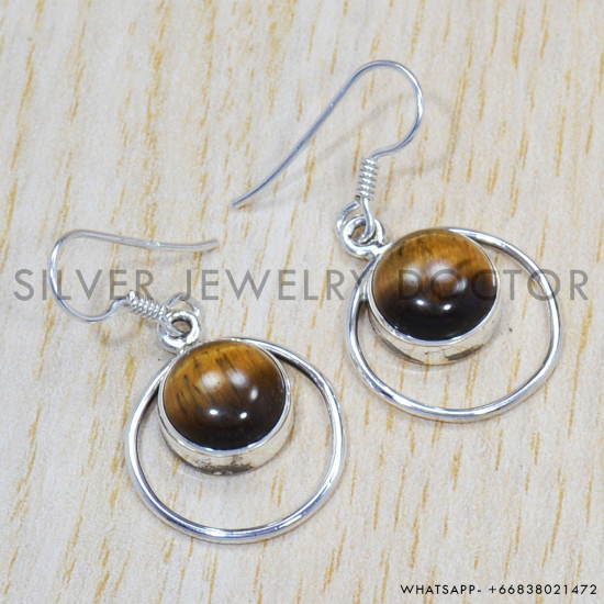 Tiger Eye 925 Sterling Silver Earrings (SJWE-262) Tiger Eye 925 Sterling Silver Earrings (SJWE-262)