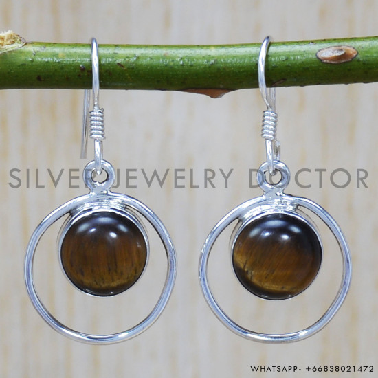 Tiger Eye 925 Sterling Silver Earrings (SJWE-262) Tiger Eye 925 Sterling Silver Earrings (SJWE-262)