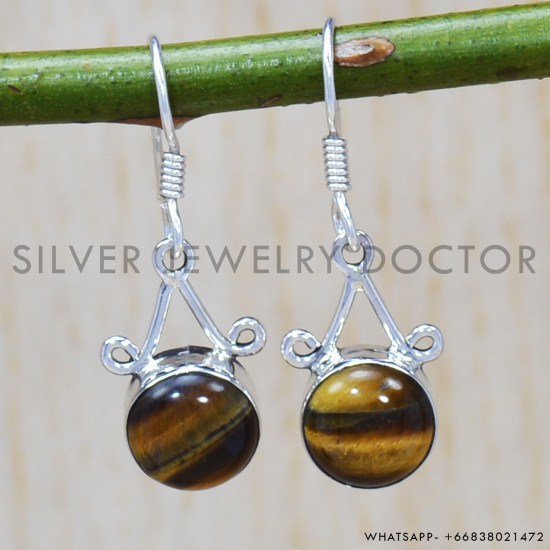 Tiger Eye 925 Sterling Silver Earrings (SJWE-264) Tiger Eye 925 Sterling Silver Earrings (SJWE-264)