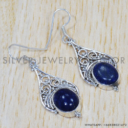 Lapis Lazuli 925 Sterling Silver Earrings (SJWE-276)