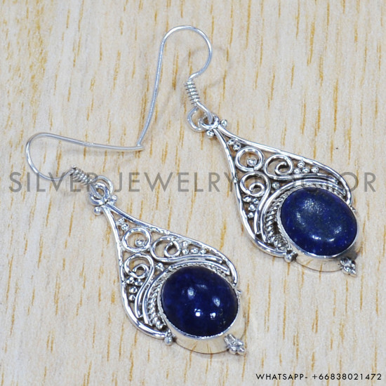 Lapis Lazuli 925 Sterling Silver Earrings (SJWE-276) Lapis Lazuli 925 Sterling Silver Earrings (SJWE-276)