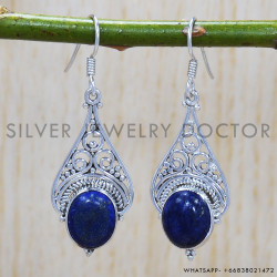Lapis Lazuli 925 Sterling Silver Earrings (SJWE-276)